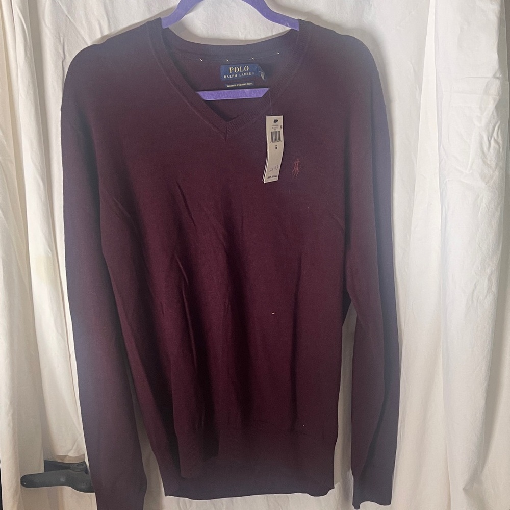 Polo by Ralph Lauren Men's Deep Burgundy V-Neck Sweater